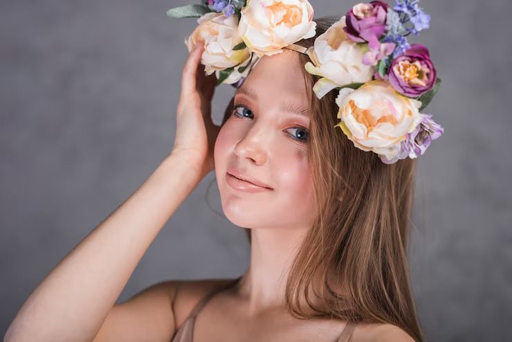 dama-sonriente-flores-cabeza_23-2148054848